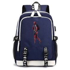 Рюкзак Дедпул (Deadpool) синий с USB-портом №1 Noname