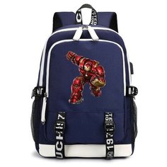Рюкзак Халкбастер (Iron man) синий с USB-портом №3 Noname