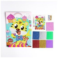 Мозаика стикерная "Веселый тигра" блестки, стразы Zabiaka