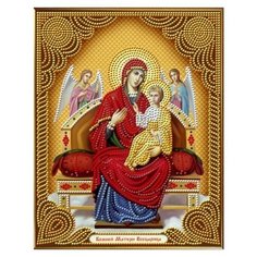 Алмазная мозаика на подрамнике Икона Божией Матери Всецарица 27х33 см (картина стразами) (AS72618) URM