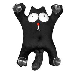 Мягкая игрушка в машину (в автомобиль) на стекло Кот Саймон, на присосках Черный (с яйцами) 25 см Kigu Go