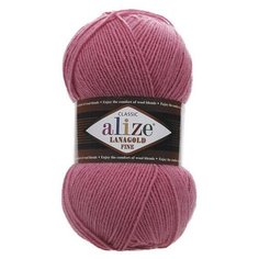 Пряжа Alize Lanagold Fine (Ализе Ланаголд Файн) - 2 мотка, 359 темная роза, 49% шерсть, 51% акрил 390м/100г