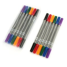 Фломастеры, 6 цветов, двусторонние, круглый наконечник 2 мм/5 мм, вентилируемый колпачок, в блистере./В упаковке шт: 1 Calligrata