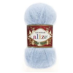 Пряжа Alize Kid Royal Mohair (Кид Роял Мохер) - 1 моток 183 светло-голубой 62% кид мохер, 38% полиамид 500м/50г