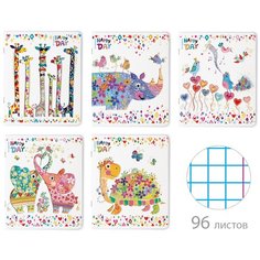 Тетрадь общая Альт, А5 (165 х 203 мм), "счастливый день" 96 л, клетка, Арт. 7-96-060, обложка в ассортименте