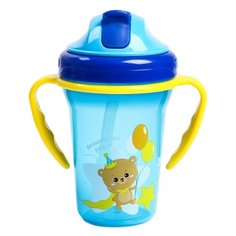 Поильник с трубочкой Мишка принц, Mum&Baby, 300 мл голубой