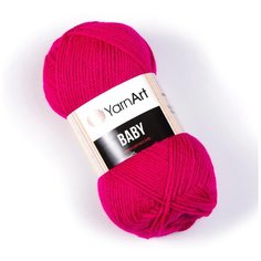 Пряжа для вязания YarnArt Baby (ЯрнАрт Беби) - 3 мотка 8041 малиновый, гипоаллергенная для детских изделий, 100% акрил, 150м/50г