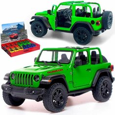Металлическая машинка игрушка 1:34 2018 Jeep Wrangler Открытый верх (Джип Вранглер) 12.5 см, детская, инерционная / Зеленый Kinsmart
