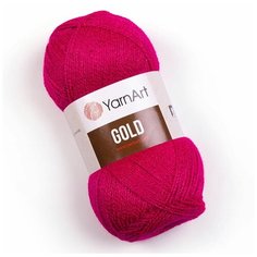 Пряжа для вязания YarnArt Gold (ЯрнАрт Голд) - 3 мотка 9031 ярко-розовый, блестящая, 92% акрил, 8% металлик, 400 м/100г