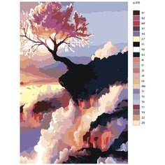 Картина по номерам, 60 x 90, IIIR-p-235, сакура на краю вулкана, пейзаж, природа, "Живопись по номерам", набор для раскрашивания, раскраска