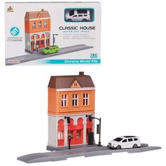 Конструктор JUNFA Городская улица &quotАптека&quot с металлической машинкой 1:64 WT-06128