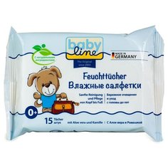 Влажные салфетки Baby line мини упаковка, липучка, 15 шт., 1 уп.