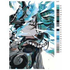 Картина по номерам S147 "Компьютерная игра - Genshin Impact (Геншин Импакт). Сяо" 40x60 Brushes Paints