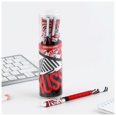 Ручка пластик с колпачком шариковая, синяя паста "Russia" 0.7 мм Noname