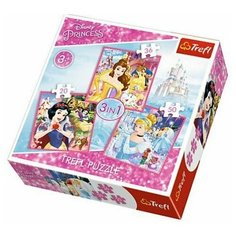 Пазл Принцессы Диснея 3в1 20,36,50 деталей Trefl в коробке 34833