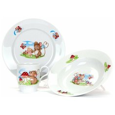 Набор детской посуды "Мышата" 3 предмета Дулёвский фарфор
