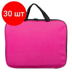 Комплект 30 шт, Папка на молнии с ручками STAFF EVERYDAY, А4, полиэстер, ярко-розовая, 270734