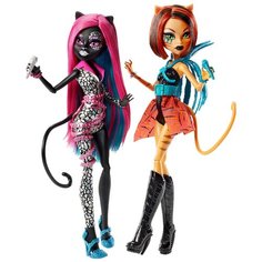 Набор кошки Монстр Хай Кетти Нуар и Торалей Страйп злобные рокеры, Monster High Fierce rockers Catty Noir + Toralei Stripe