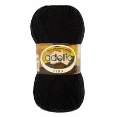 Пряжа ADELIA "LIRA" 10 шт. х 50 г в упак. цвет №02 черный (LIRA-№02 черный)