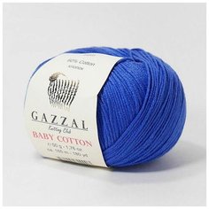 Пряжа Gazzal Baby Cotton (Газзал Беби Коттон) - 1 моток Василек (3421) 60% хлопок, 40% акрил 165м/50г