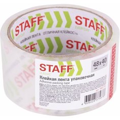 Клейкая лента упаковочная 48 мм x 40 м, прозрачная, толщина 40 микрон, STAFF CLASSIC, 440176