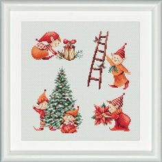Набор для вышивания Рождественские гномы, канва Aida 14 ct 25 х 25 см DUTCH STITCH BROTHERS DSB017A