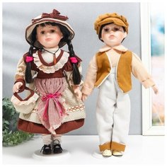 Кукла коллекционная парочка "Нина и Олег, терракотовые наряды" набор 2 шт 40 см Нет бренда