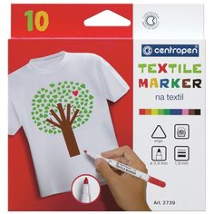 Маркеры для ткани 10 цветов CENTROPEN "Textile Marker", круглый наконечник, 1,8 мм, 2739/10, 5 2739 1001