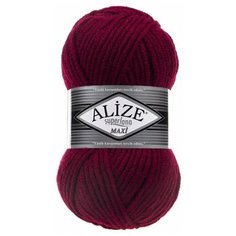 Пряжа Alize Superlana Maxi, 25 % шерсть, 75 % акрил, 100 г, 100 м, 5 шт., 390 темно-красный