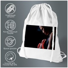 Сумка для обуви CoolPodarok Бокс Девушка Боксёр Красный бинт