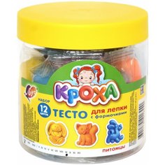 Тесто для лепки с формочками 12 цветов "Питомцы" Луч