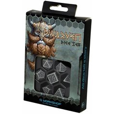 Набор кубиков для настольных ролевых игр (Dungeons and Dragons, DnD, D&D, Pathfinder) - Dwarven Gray & black Dice Set Q Workshop