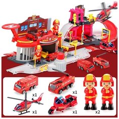 Конструктор механический трек - Пожарная часть 82 дет Razum Toys
