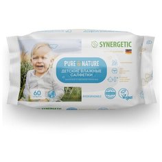 Влажные салфетки Pure&Nature Пантенол и овсяное молочко, липучка, 60 шт., 1 уп. Synergetic