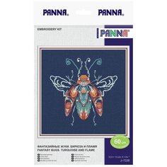 Набор для вышивания PANNA "Фантазийные жуки. Бирюза и пламя" 12.5 x 13 см