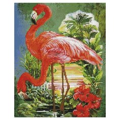 Алмазная мозаика, 40х50 см / Модель: "Фламинго" / Полная выкладка / Kubanstar