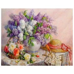 Алмазная мозаика Colibri Сирень и розы (Дандорф О) 40х50 см Круглая
