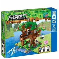 Конструктор ZHEGAO Cube World: Деревянный дом на рыбном месте, 446 дет. (QL2504)