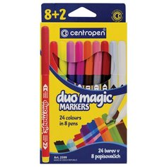 Фломастеры меняющие цвет Centropen "Duo Magic", 08цв.+2, 10шт, 24цв, картон, европодвес, 262149