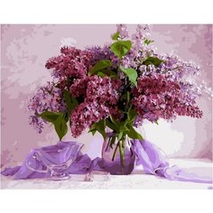 Картина по номерам Букет сирени с листьями 40х50 см Hobby Home