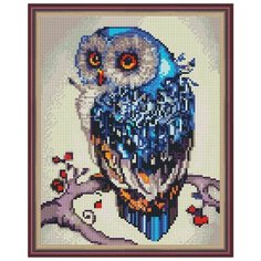 Алмазная мозаика "Сова на ветке рябины", 30x40 см, ВанГогВоМне