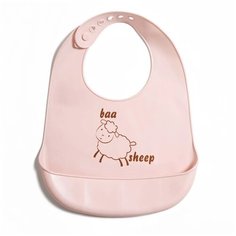 Нагрудник силиконовый с кармашком, 21х28, "Овечка", розовый Baby Nice