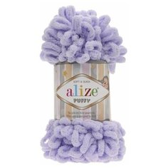 Пряжа плюшевая Alize Puffy (Ализе Пуффи) - 1 моток 146 нежная сирень для вязания руками, гипоаллергенная, большие петли (4см), 9м/100г