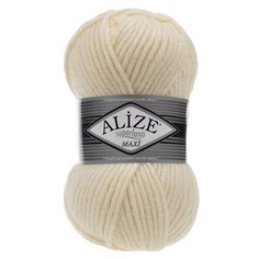 Пряжа Alize Superlana Maxi (Ализе Суперлана Макси) - 3 мотка 01 кремовый 75% акрил, 25% шерсть 100м/100г