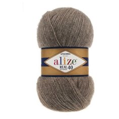 Пряжа Alize Angora Real 40 (Ангора Реал 40) - 2 мотка цвет 553 коричневый меланж 40% шерсть, 60% акрил 100г 480м
