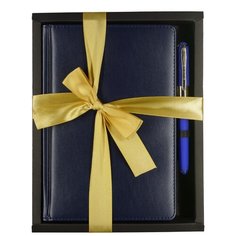 Набор подарочный Bruno Visconti "PARLIAMENT" (ежедневник недатированный, серебряный срез, синий, А5 и ручка шариковая подарочная), Арт. 3-212/01-2