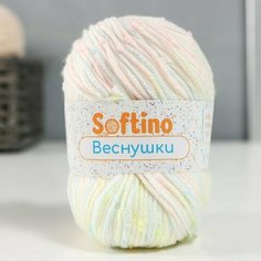Пряжа 60% акрил, 30% кашемир, 10% шёлк "Веснушки" 50 гр 80 м цвет 04В сливки Softino