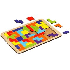 Головоломка ТРИ совы "Тетрис большой", яркие цвета, дерево