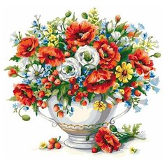 Картина по номерам на холсте с подрамником Фрея "Маковый цвет", Раскраска 40x50 см, Разноцветье Цветы Freya