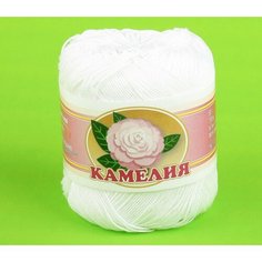 Пряжа ПНК Кирова Камелия белый (101), 100%мерсеризованный хлопок, 50г, 150м, 1шт